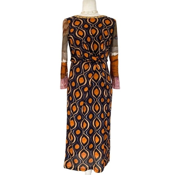 Anthropologie x Blank London Twist Front NWT Dress Long Sleeve Midi Batik Print - Picture 10 of 12